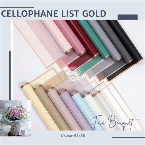 Jual Lembar Kertas Cellophane List Gold Semi Transparan Kertas