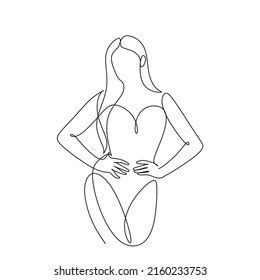 Trendy Line Art Woman Body Female Stock Vector Royalty Free