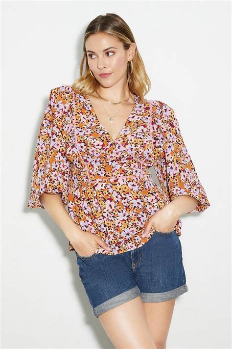 Floral Ruffle Peplum Top Dorothy Perkins Uk