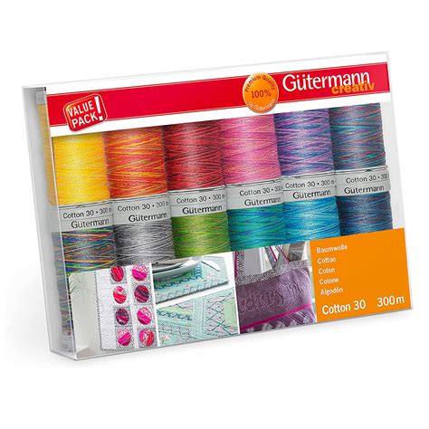 Gutermann Filo Cotone 300 M 12 Bobine Multicolor Panini