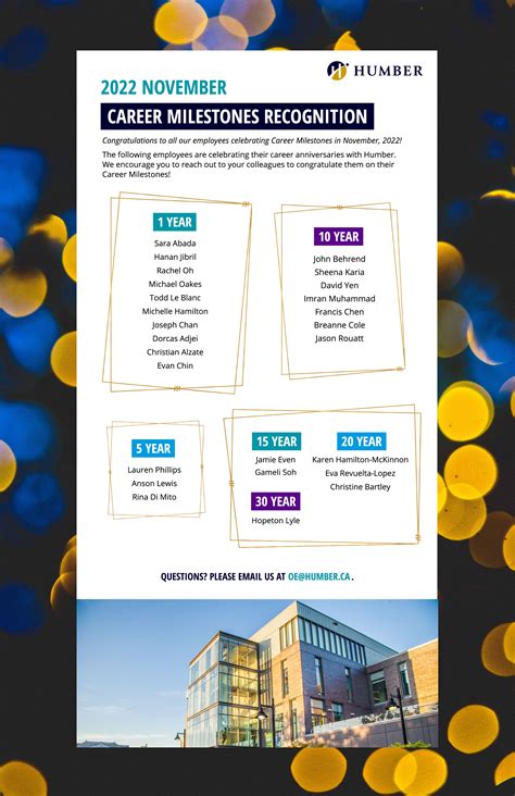 Career Milestones Recognition - November 2022 | Humber Communiqué