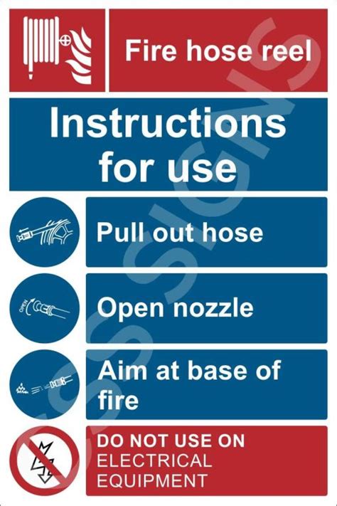 Fire Hose Reel Instructions Sign Sign Shop Ireland Css Signs