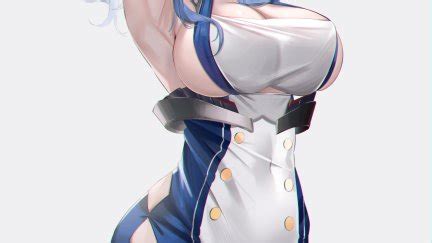 Big Boobs Arms Up Armpits Thighs Blue Hair Sideboob Azur Lane