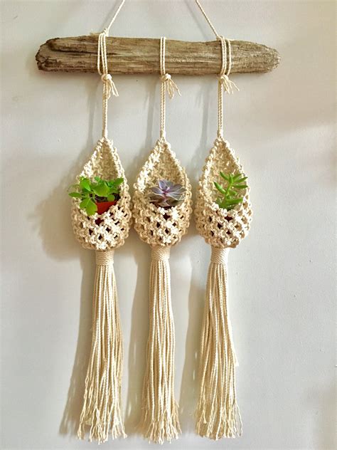 The Pod Trio Macrame Plant Hanger Etsy Cestas De Ganchillo Porta