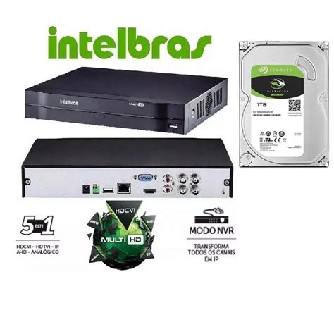 DVR Intelbras Mhdx Multi HD 4 Canais HD 1TB KaBuM