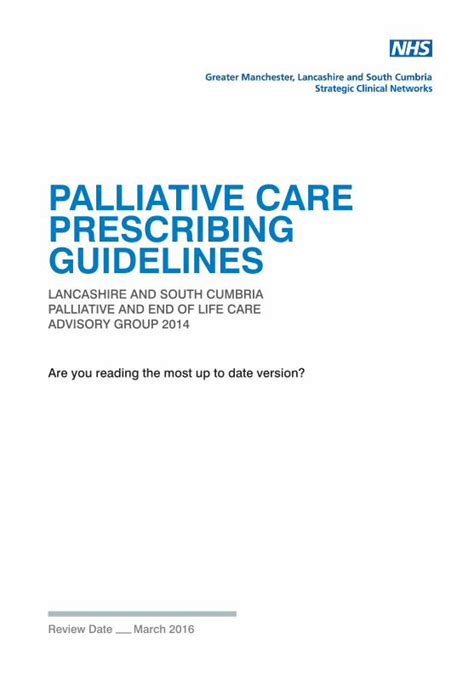 Pdf Palliative Care Prescribing Guidelines · Nhs Foundation Trust Dr