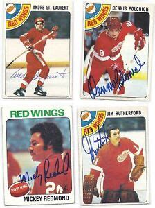 Mickey Redmond Signed Hockey Card Detroit 1975 Topps