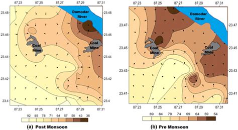 Water table map indicating flow direction | Download Scientific Diagram