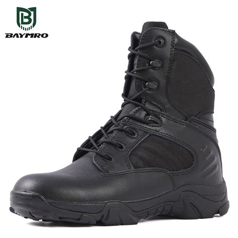 Black Breathable Sandy Desert Shoes Leather Safety Tactical Boots