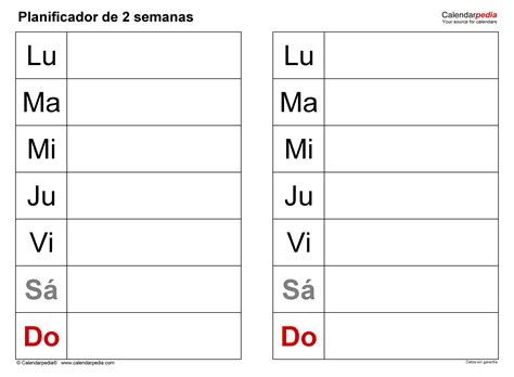 Planificadores Semanales En Word Excel Y Pdf