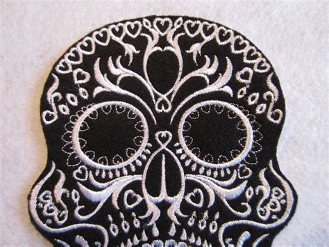 Embroidered Sugar Skull Iron On Patch Sugar Skulls Iron On Etsy