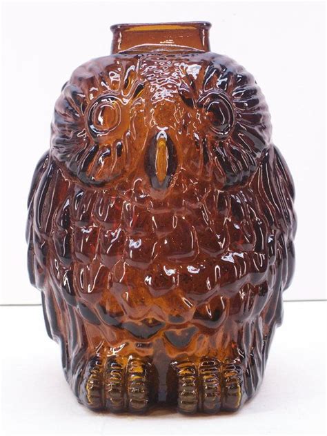 Vintage Amber Glass Wise Old Owl Piggy Bank By Garagesaleglass