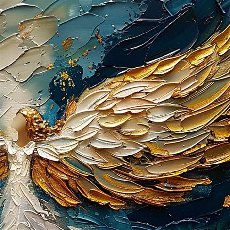 Large Original Angel Wings Painting on Canvas, Abstract Golden Wings ...