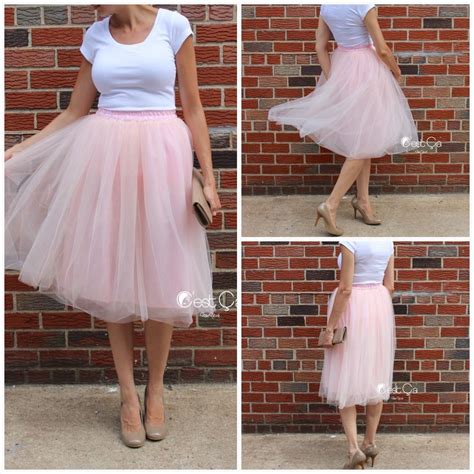 Claire Blush Pink Soft Tulle Skirt Below Knee Midi Tulle Skirt