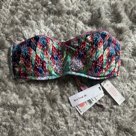 Pilyq Swim Nwt Pilyq Belize Bandeau Style Beaded Bikini Top With Optional Strap Poshmark