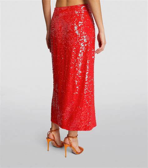 Womens Lapointe Red Sequinned Midi Skirt Harrods Countrycode