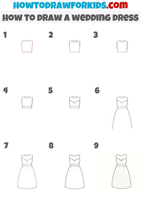 How To Draw A Wedding Dress Dress Drawing Easy Dress Sketches Step