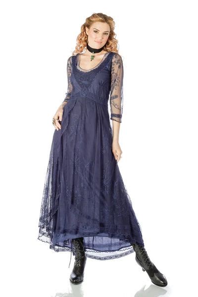 Nataya Downton Abbey Tea Party Gown In Royal Blue Vintage Style