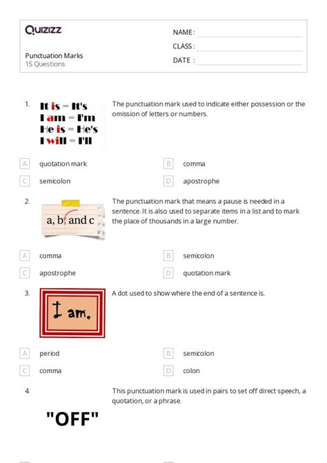 Punctuation Worksheets For Th Grade On Quizizz Free Printable