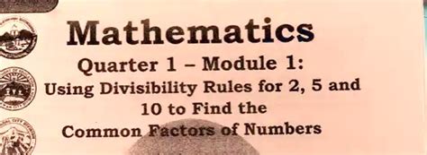 SOLVED Mathematics Quarter 1 Module 1 Using Divisibility Rules For 2