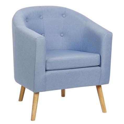 Fauteuil Pieds Bois H V A Massif Tissu Effet Feutrine Bleu