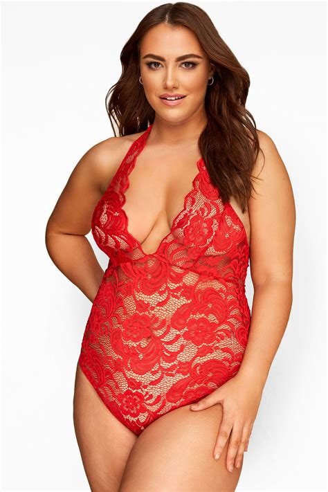 LIMITED COLLECTION Lingerie Body Rouge En Dentelle Grande Taille Yours Clothing