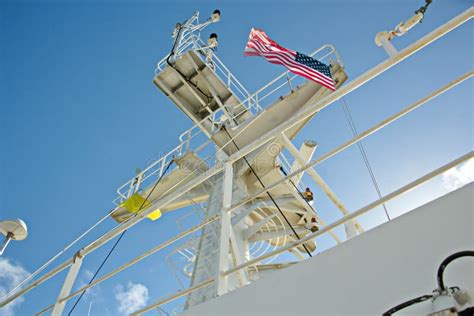 State Flags Raised On The Mast Of A Merchant Ship In The Ports Of Call