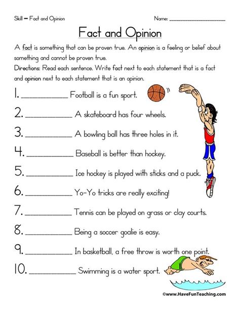 Sports Fact And Opinion Worksheet Have Fun Teaching Fact And