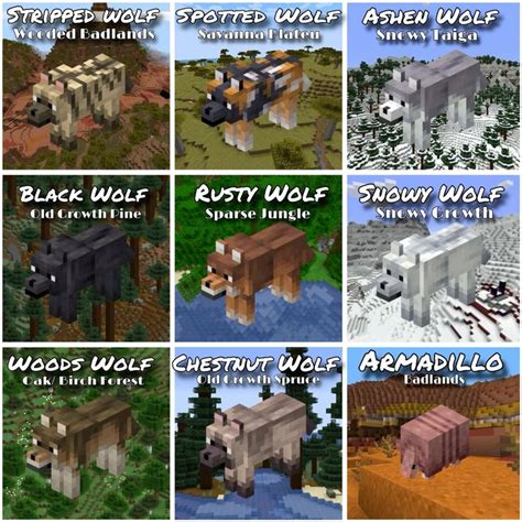 New Minecraft Wolf Variants Locations Minecraft Wolf Minecraft