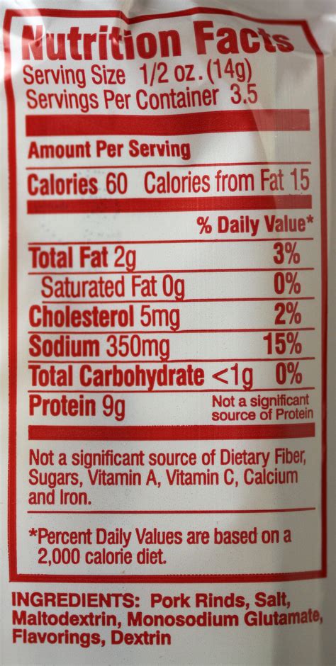 Pork Rinds Nutrition Label 1stadenium