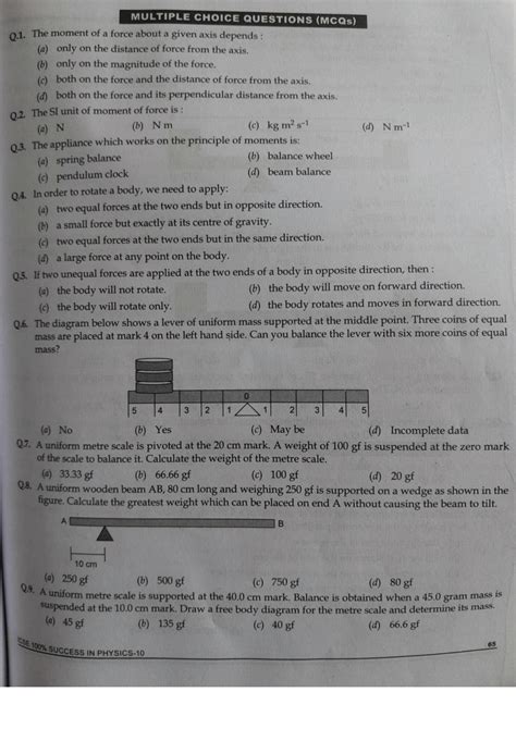 Solution Icse Class 10 Physics Force Mcq S 15 Marks Sure Studypool