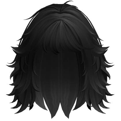 Short Messy Shaggy Wolfcut Black Roblox