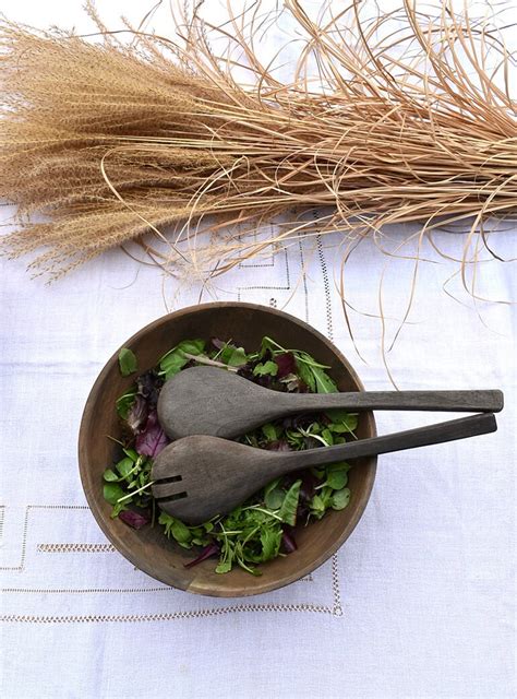 Set de 2 Couverts à salade en bois de manguier charbon