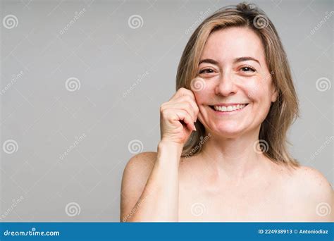 Portrait Of A Beautiful Old Woman Touching Her Face Stock Image Image