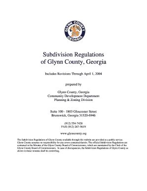 Fillable Online Subdivision Regulations Of Bglynn Countyb Georgia