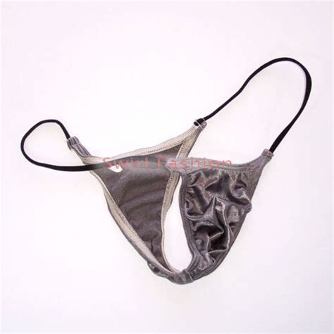 K205Y K205 Mens Micro Bikini String Waist Shiny Satin Knit Nylon