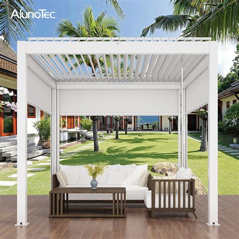 Alunotec Manual Opening Roof Aluminum Louver Pergola Wth Crank For