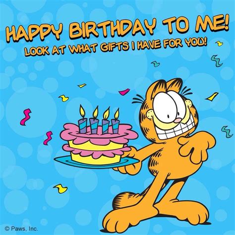Happy birthday to me | Garfield birthday, Funny cartoon gifs, Happy ...