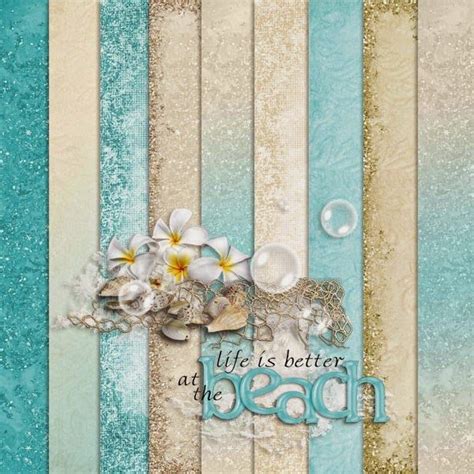 CheyOkota Digital Scraps Teal Beach Vacation Freebie Paper Free