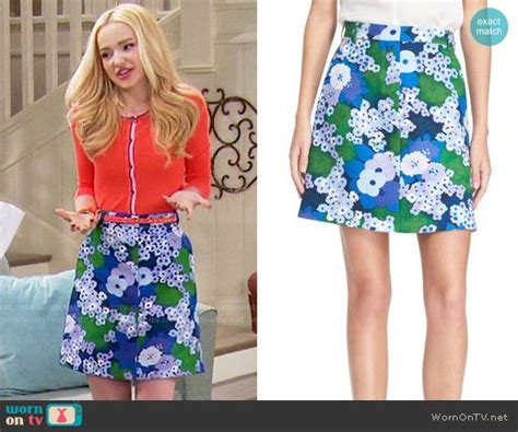 Livs Blue And Green Floral Skirt And Coral Cardigan On Liv And Maddie