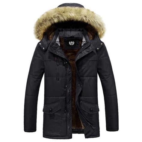 Manteau Hiver Homme à Capuche Fausse Fourrure Casual Veste Chaude