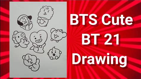 How To Draw Bts Bt 21 Cartoon Very Easy Drawing Youtube