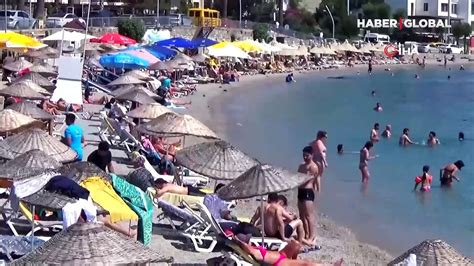 Sıcaklık 32 dereceyi gördü Bodrum da plajlar doldu taştı Dailymotion