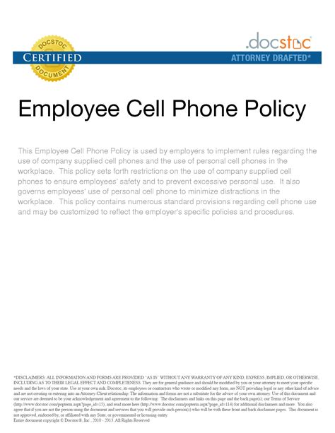 Cell Phone Policy Free Printable Documents