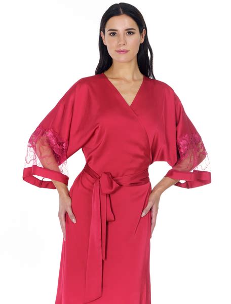 Flamenco Elegant Luxury Long Dressing Gown With Embroidered Lace