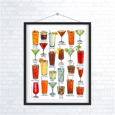 Printable Cocktails Poster Cocktail Print Classic Cocktail Etsy