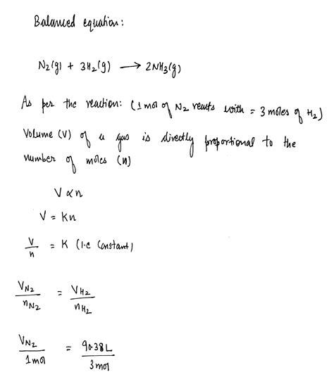 Solved Nitrogen Gas Reacts With Hydrogen Gas To Form Nitrogen