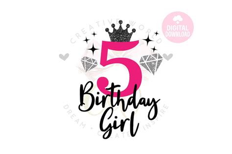 5th Birthday Girl Svg