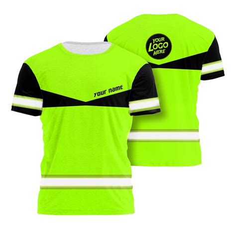 Hi Vis Shirt Uniform Reflective Light Green Neon Custom Name And Logo ...