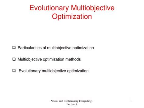 Ppt Evolutionary Multiobjective Optimization Powerpoint Presentation